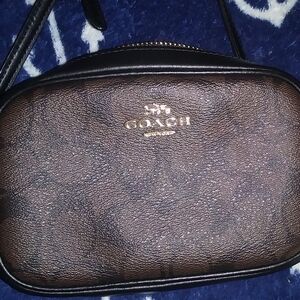 Coach Dark Brown Crossbody Bag with Gold Accents